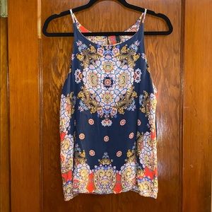 Blue pattern halter tank
